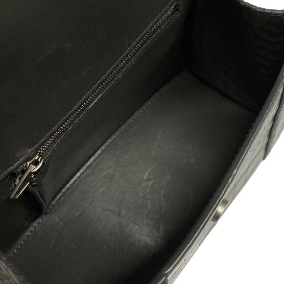 Auth BALENCIAGA Hourglass Top Handle Small 593546 Dark Gray Leather Handbag - Picture 13 of 16